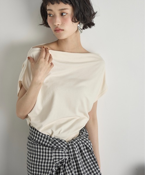 ギャザードレープオフショルTシャツ（Tシャツ/カットソー）｜THE
