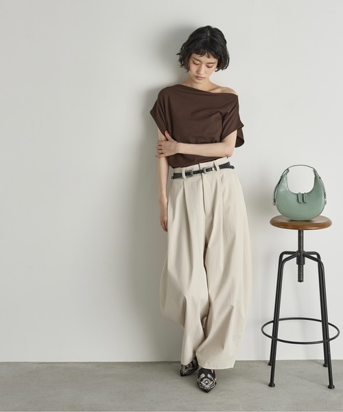 ギャザードレープオフショルTシャツ（Tシャツ/カットソー）｜THE