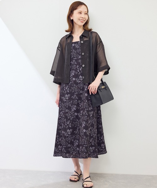 ROPE' PICNIC（ロペピクニック）の「【接触冷感】ハーフスリーブシアーシャツ（シャツ/ブラウス・レディース・ブラウン系その他2/ダークグリーン/チャコールグレー/ホワイト系その他・38）」の12枚目の写真