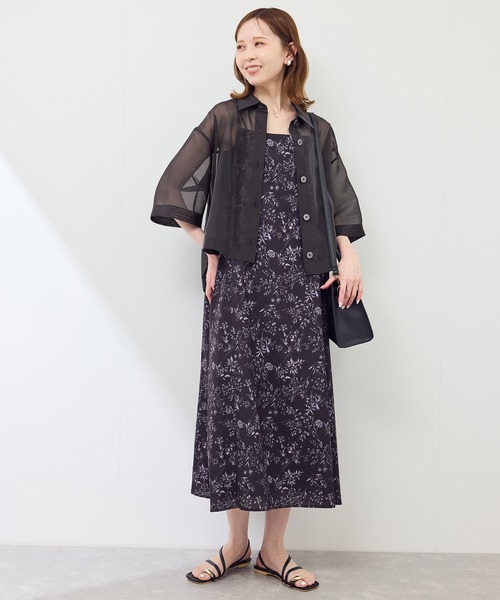 ROPE' PICNIC（ロペピクニック）の「【接触冷感】ハーフスリーブシアーシャツ（シャツ/ブラウス・レディース・ブラウン系その他2/ダークグリーン/チャコールグレー/ホワイト系その他・38）」の13枚目の写真