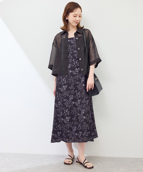 ROPE' PICNIC（ロペピクニック）の「【接触冷感】ハーフスリーブシアーシャツ（シャツ/ブラウス・レディース・ブラウン系その他2/ダークグリーン/チャコールグレー/ホワイト系その他・38）」の14枚目の写真