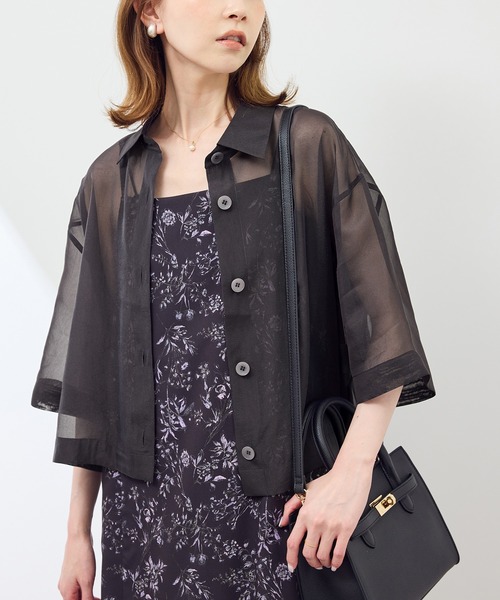 ROPE' PICNIC（ロペピクニック）の「【接触冷感】ハーフスリーブシアーシャツ（シャツ/ブラウス・レディース・ブラウン系その他2/ダークグリーン/チャコールグレー/ホワイト系その他・38）」の17枚目の写真