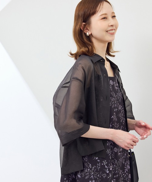 ROPE' PICNIC（ロペピクニック）の「【接触冷感】ハーフスリーブシアーシャツ（シャツ/ブラウス・レディース・ブラウン系その他2/ダークグリーン/チャコールグレー/ホワイト系その他・38）」の18枚目の写真