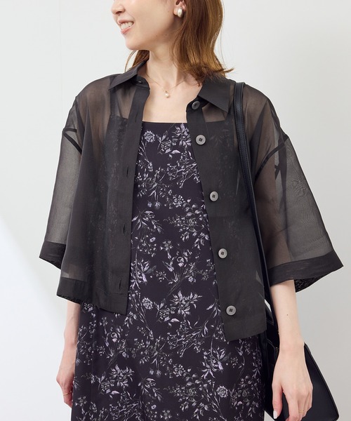 ROPE' PICNIC（ロペピクニック）の「【接触冷感】ハーフスリーブシアーシャツ（シャツ/ブラウス・レディース・ブラウン系その他2/ダークグリーン/チャコールグレー/ホワイト系その他・38）」の19枚目の写真