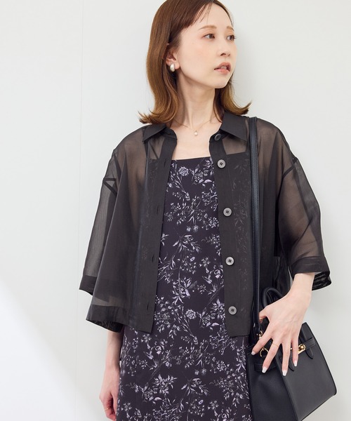 ROPE' PICNIC（ロペピクニック）の「【接触冷感】ハーフスリーブシアーシャツ（シャツ/ブラウス・レディース・ブラウン系その他2/ダークグリーン/チャコールグレー/ホワイト系その他・38）」の20枚目の写真