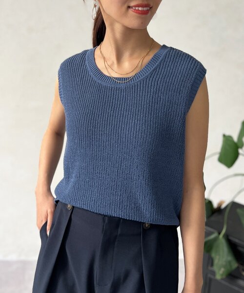 Chez toi(シェトワ)の「ノースリシャリニット(ニット/セーター・レディース・オフホワイト/ブルー/ブラック/ベージュ・FREE)」の4枚目の写真