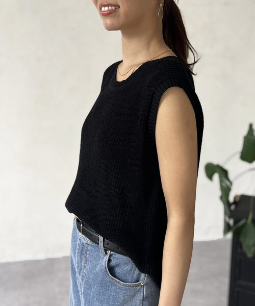 Chez toi(シェトワ)の「ノースリシャリニット(ニット/セーター・レディース・オフホワイト/ブルー/ブラック/ベージュ・FREE)」の5枚目の写真