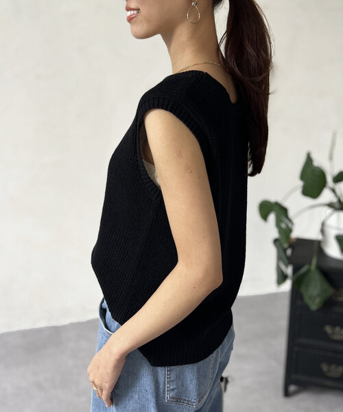 Chez toi(シェトワ)の「ノースリシャリニット(ニット/セーター・レディース・オフホワイト/ブルー/ブラック/ベージュ・FREE)」の6枚目の写真