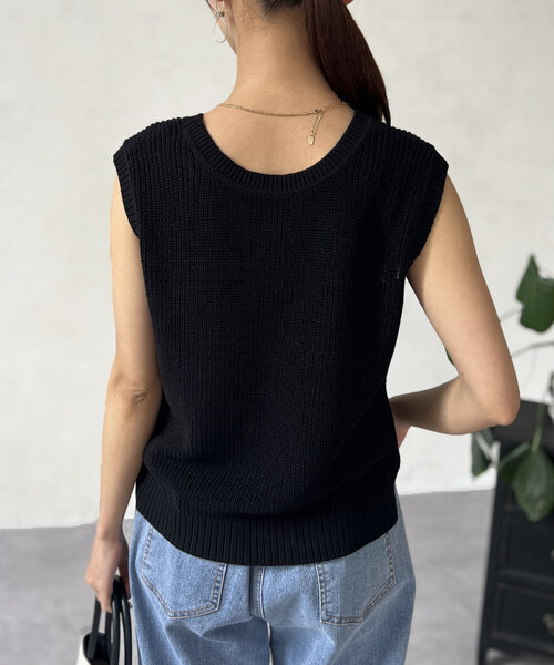 Chez toi(シェトワ)の「ノースリシャリニット(ニット/セーター・レディース・オフホワイト/ブルー/ブラック/ベージュ・FREE)」の7枚目の写真