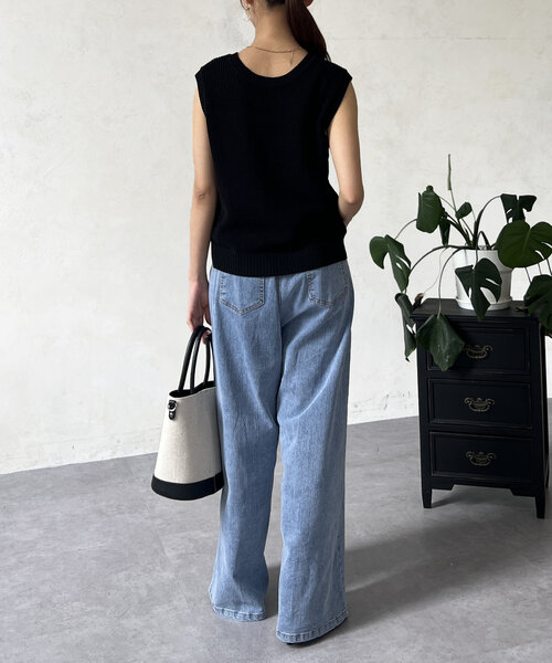 Chez toi(シェトワ)の「ノースリシャリニット(ニット/セーター・レディース・オフホワイト/ブルー/ブラック/ベージュ・FREE)」の11枚目の写真