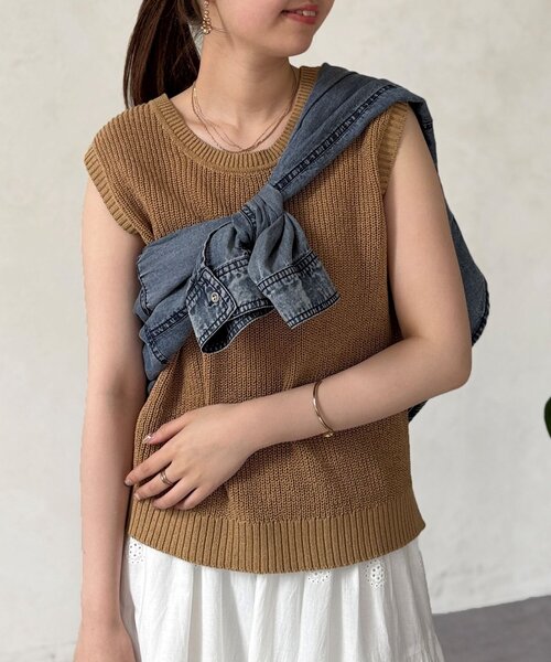 Chez toi(シェトワ)の「ノースリシャリニット(ニット/セーター・レディース・オフホワイト/ブルー/ブラック/ベージュ・FREE)」の12枚目の写真