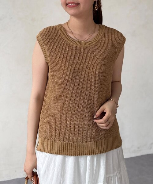 Chez toi(シェトワ)の「ノースリシャリニット(ニット/セーター・レディース・オフホワイト/ブルー/ブラック/ベージュ・FREE)」の14枚目の写真