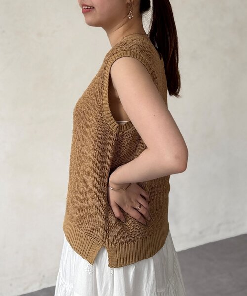 Chez toi(シェトワ)の「ノースリシャリニット(ニット/セーター・レディース・オフホワイト/ブルー/ブラック/ベージュ・FREE)」の15枚目の写真