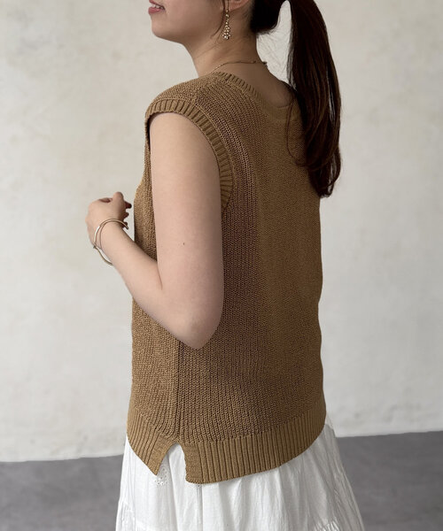 Chez toi(シェトワ)の「ノースリシャリニット(ニット/セーター・レディース・オフホワイト/ブルー/ブラック/ベージュ・FREE)」の16枚目の写真