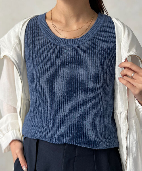 Chez toi(シェトワ)の「ノースリシャリニット(ニット/セーター・レディース・オフホワイト/ブルー/ブラック/ベージュ・FREE)」の22枚目の写真