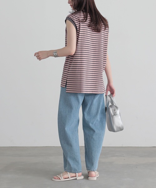 n'OrLABEL（ノアールレーベル）の「ノースリーブボーダーカットソー（Tシャツ/カットソー・レディース・ピンク/オフホワイト/ネイビー・2/1）」の15枚目の写真