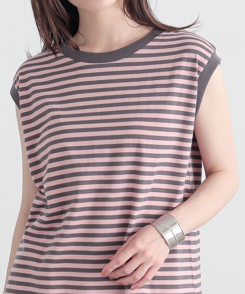 n'OrLABEL（ノアールレーベル）の「ノースリーブボーダーカットソー（Tシャツ/カットソー・レディース・ピンク/オフホワイト/ネイビー・2/1）」の16枚目の写真