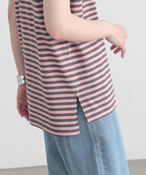 n'OrLABEL（ノアールレーベル）の「ノースリーブボーダーカットソー（Tシャツ/カットソー・レディース・ピンク/オフホワイト/ネイビー・2/1）」の17枚目の写真