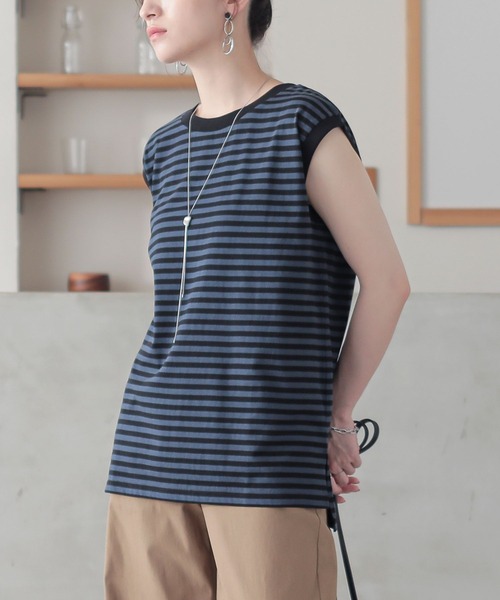 n'OrLABEL（ノアールレーベル）の「ノースリーブボーダーカットソー（Tシャツ/カットソー・レディース・ピンク/オフホワイト/ネイビー・2/1）」の19枚目の写真