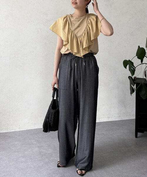 Chez toi(シェトワ)の「テンセルデニム(その他パンツ・レディース・ブルー/ブラック/サックスブルー・FREE)」の8枚目の写真