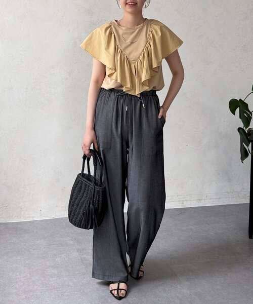 Chez toi(シェトワ)の「テンセルデニム(その他パンツ・レディース・ブルー/ブラック/サックスブルー・FREE)」の9枚目の写真