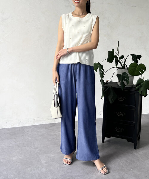 Chez toi(シェトワ)の「テンセルデニム(その他パンツ・レディース・ブルー/ブラック/サックスブルー・FREE)」の22枚目の写真