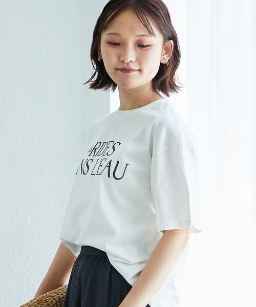 le.coeur blanc（ルクールブラン）の「《手洗い可能》RIDES DANS L'EAUロゴTシャツ（Tシャツ/カットソー・レディース・オフホワイト/ブラウン/ライトグリーン/ダークグレー・38）」の11枚目の写真