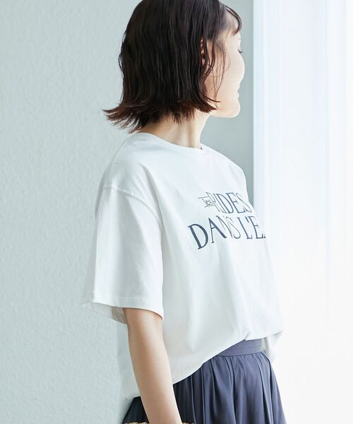 le.coeur blanc（ルクールブラン）の「《手洗い可能》RIDES DANS L'EAUロゴTシャツ（Tシャツ/カットソー・レディース・オフホワイト/ブラウン/ライトグリーン/ダークグレー・38）」の12枚目の写真