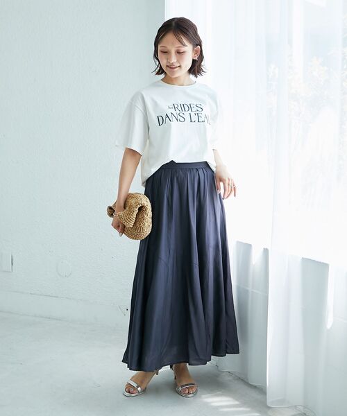 le.coeur blanc（ルクールブラン）の「《手洗い可能》RIDES DANS L'EAUロゴTシャツ（Tシャツ/カットソー・レディース・オフホワイト/ブラウン/ライトグリーン/ダークグレー・38）」の14枚目の写真