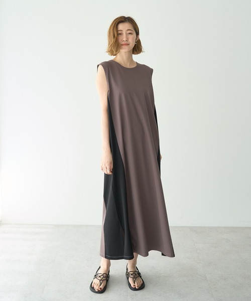 YECCA VECCA（イェッカヴェッカ）の「2wayノースリーブカットワンピース（ワンピース・レディース・チャコールグレー/ブラック/イエロー・FREE）」の2枚目の写真