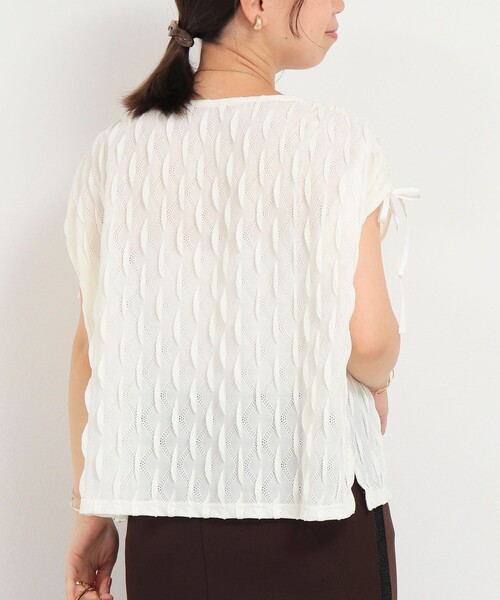 MICO COULIER（ミコクリエ）の「ジャガードメッシュジャージープルオーバー（Tシャツ/カットソー・レディース・オフホワイト/ブラック・38）」の7枚目の写真