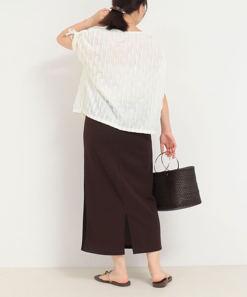 MICO COULIER（ミコクリエ）の「ジャガードメッシュジャージープルオーバー（Tシャツ/カットソー・レディース・オフホワイト/ブラック・38）」の8枚目の写真