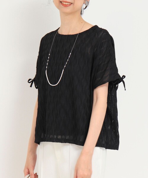 MICO COULIER（ミコクリエ）の「ジャガードメッシュジャージープルオーバー（Tシャツ/カットソー・レディース・オフホワイト/ブラック・38）」の10枚目の写真