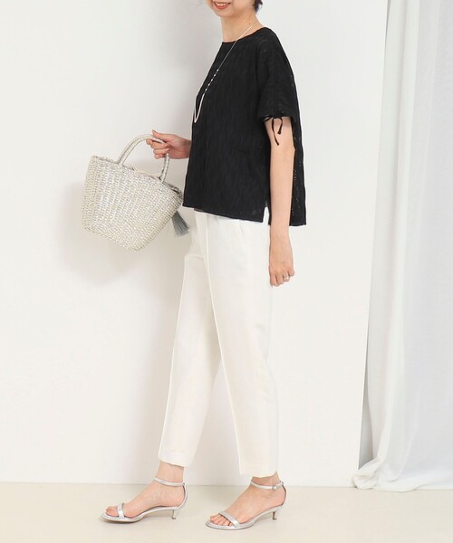 MICO COULIER（ミコクリエ）の「ジャガードメッシュジャージープルオーバー（Tシャツ/カットソー・レディース・オフホワイト/ブラック・38）」の12枚目の写真