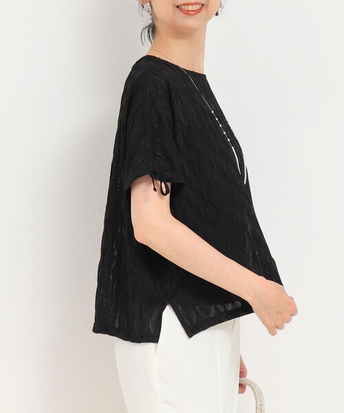 MICO COULIER（ミコクリエ）の「ジャガードメッシュジャージープルオーバー（Tシャツ/カットソー・レディース・オフホワイト/ブラック・38）」の13枚目の写真