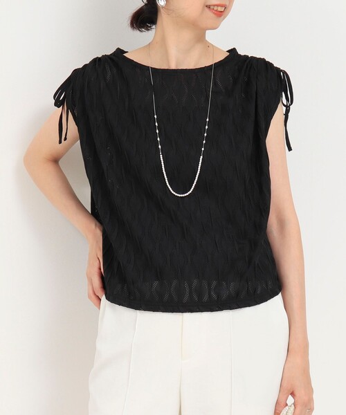 MICO COULIER（ミコクリエ）の「ジャガードメッシュジャージープルオーバー（Tシャツ/カットソー・レディース・オフホワイト/ブラック・38）」の16枚目の写真