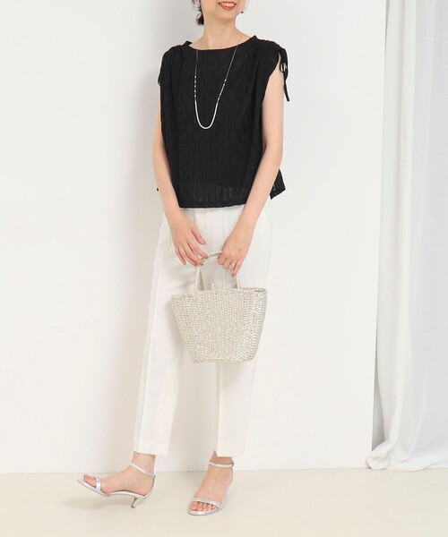 MICO COULIER（ミコクリエ）の「ジャガードメッシュジャージープルオーバー（Tシャツ/カットソー・レディース・オフホワイト/ブラック・38）」の17枚目の写真