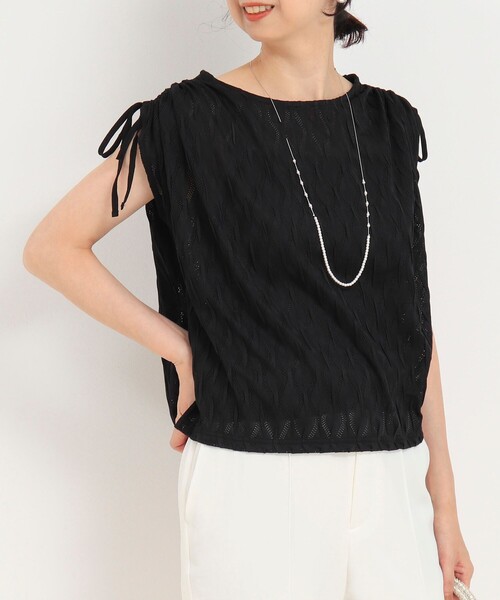 MICO COULIER（ミコクリエ）の「ジャガードメッシュジャージープルオーバー（Tシャツ/カットソー・レディース・オフホワイト/ブラック・38）」の18枚目の写真