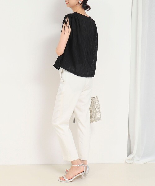 MICO COULIER（ミコクリエ）の「ジャガードメッシュジャージープルオーバー（Tシャツ/カットソー・レディース・オフホワイト/ブラック・38）」の21枚目の写真