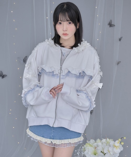 ililil/イルイルイル』【生クリームフリルのバブみ全開2wayパーカー