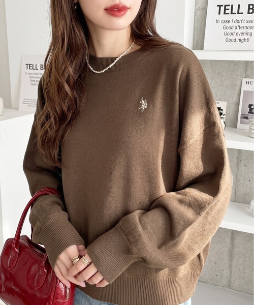 U.S. POLO ASSN.(ユーエスポロアッスン)の「【Ada.別注 U.S. POLO ASSN】ボリュームスリーブ クロップド ベーシック ニット(ニット/セーター・レディース・ネイビー/アイボリー/カーキ・M)」の3枚目の写真