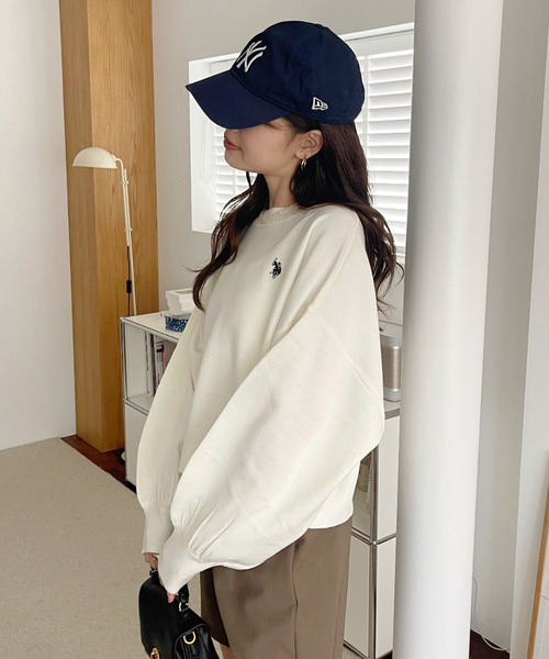 U.S. POLO ASSN.(ユーエスポロアッスン)の「【Ada.別注 U.S. POLO ASSN】ボリュームスリーブ クロップド ベーシック ニット(ニット/セーター・レディース・ネイビー/アイボリー/カーキ・M)」の10枚目の写真