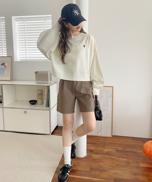 U.S. POLO ASSN.(ユーエスポロアッスン)の「【Ada.別注 U.S. POLO ASSN】ボリュームスリーブ クロップド ベーシック ニット(ニット/セーター・レディース・ネイビー/アイボリー/カーキ・M)」の12枚目の写真