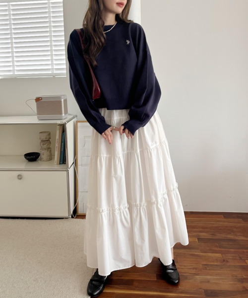U.S. POLO ASSN.(ユーエスポロアッスン)の「【Ada.別注 U.S. POLO ASSN】ボリュームスリーブ クロップド ベーシック ニット(ニット/セーター・レディース・ネイビー/アイボリー/カーキ・M)」の14枚目の写真