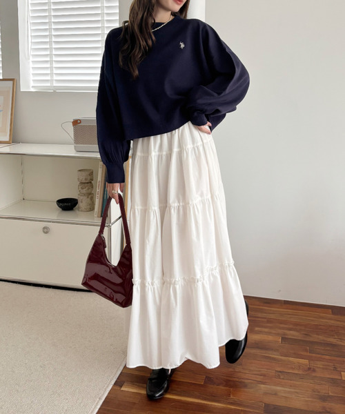 U.S. POLO ASSN.(ユーエスポロアッスン)の「【Ada.別注 U.S. POLO ASSN】ボリュームスリーブ クロップド ベーシック ニット(ニット/セーター・レディース・ネイビー/アイボリー/カーキ・M)」の7枚目の写真
