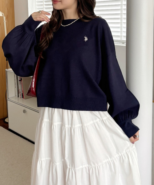 U.S. POLO ASSN.(ユーエスポロアッスン)の「【Ada.別注 U.S. POLO ASSN】ボリュームスリーブ クロップド ベーシック ニット(ニット/セーター・レディース・ネイビー/アイボリー/カーキ・M)」の16枚目の写真