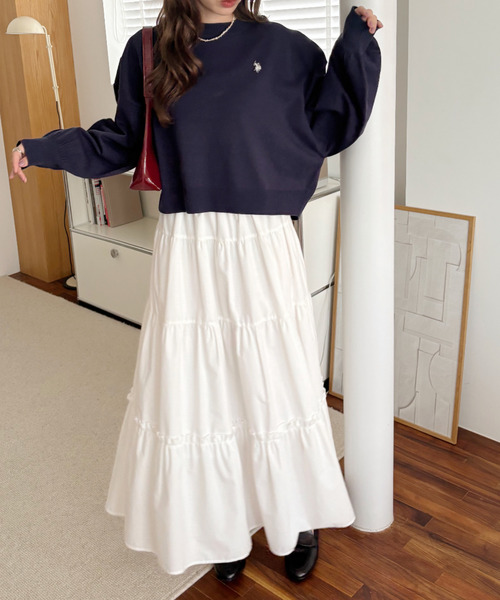 U.S. POLO ASSN.(ユーエスポロアッスン)の「【Ada.別注 U.S. POLO ASSN】ボリュームスリーブ クロップド ベーシック ニット(ニット/セーター・レディース・ネイビー/アイボリー/カーキ・M)」の18枚目の写真
