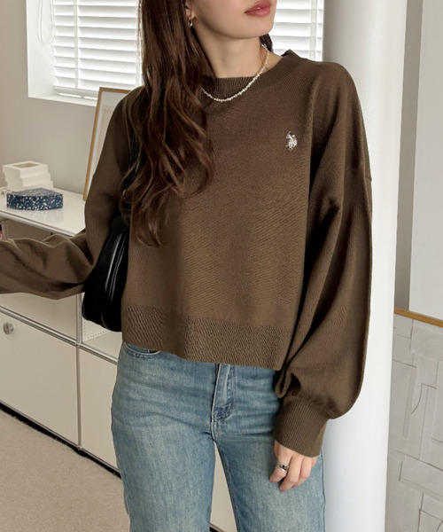 U.S. POLO ASSN.(ユーエスポロアッスン)の「【Ada.別注 U.S. POLO ASSN】ボリュームスリーブ クロップド ベーシック ニット(ニット/セーター・レディース・ネイビー/アイボリー/カーキ・M)」の20枚目の写真