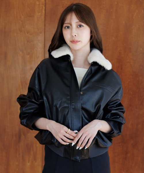 ファー襟取り外し可能】2way short jacket（2ウェイショートジャケット