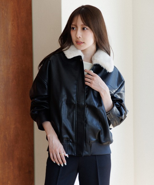 ファー襟取り外し可能】2way short jacket（2ウェイショート